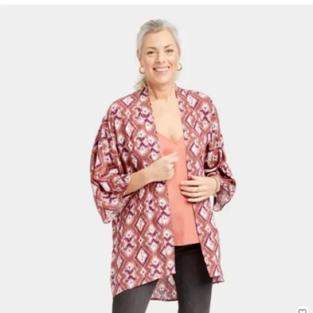 Knox Rose Open Front Cognac Kimono Cardigan